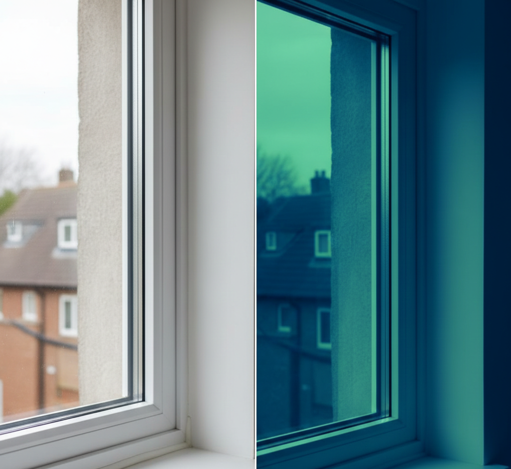 cerramiento bien montado con doble acristalamiento y sellado térmico sin fugas de calor