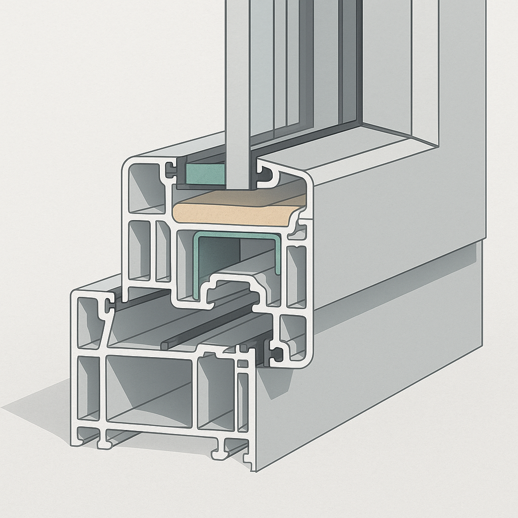 Imagen técnica sobre ¿Qué es más caro, una ventana de PVC o una ventana de aluminio?