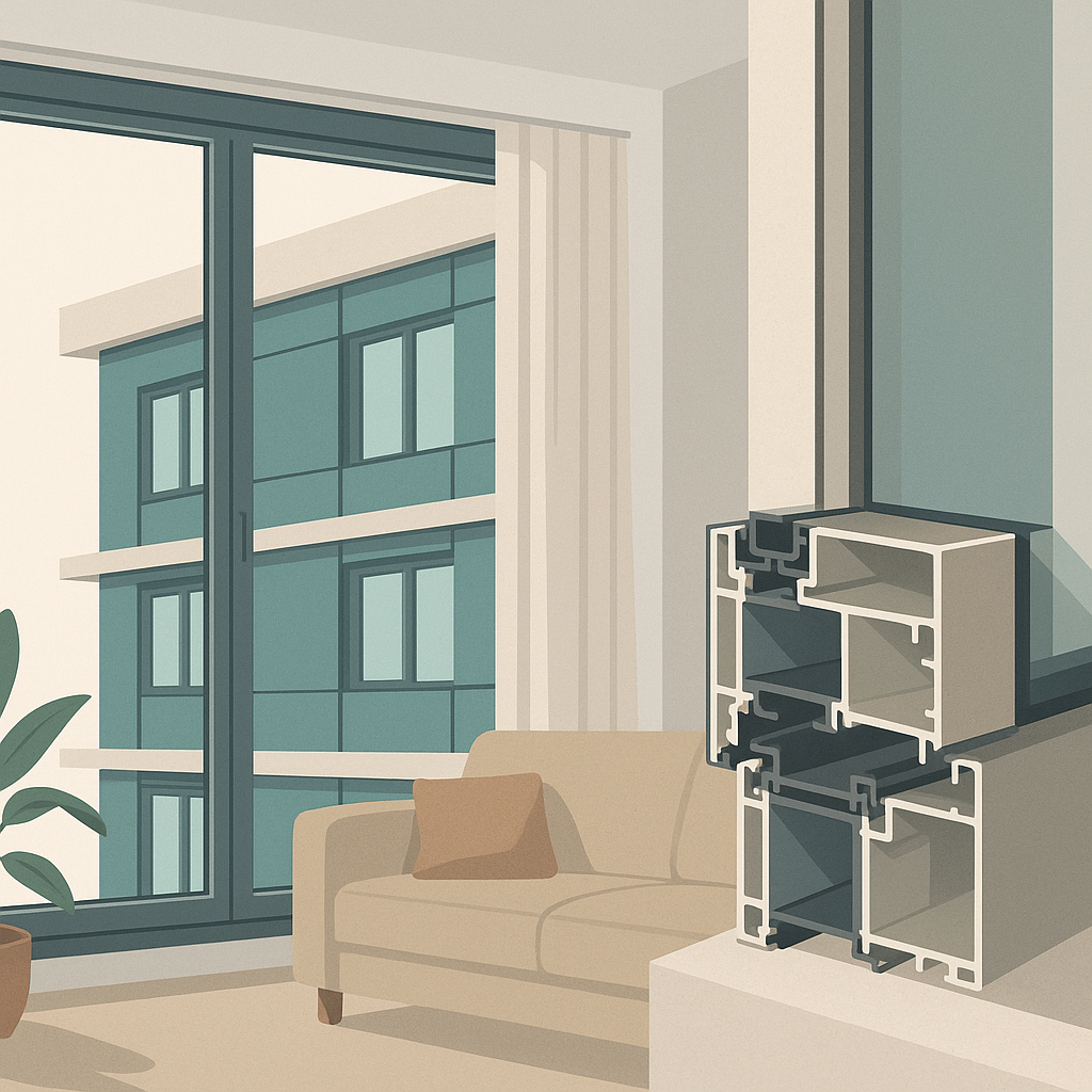 ventanas Kömmerling en una portada técnica con perfil de PVC, vidrio y sellado para entender el sistema