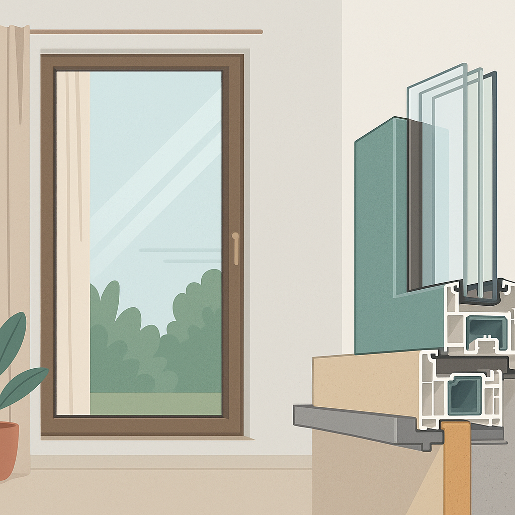 ventanas con apertura oscilobatiente y herrajes visibles en un esquema técnico sobre sus desventajas principales