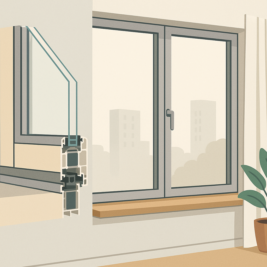 ventanas oscilobatientes en una portada técnica con planos, perfil y acristalamiento para calcular el coste
