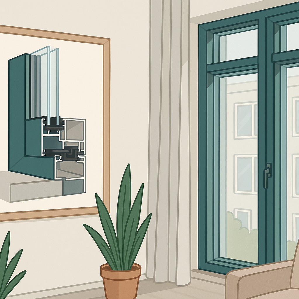 ventanas oscilobatientes en una vivienda, con vista parcial del herraje y la apertura abatible en un entorno de reforma
