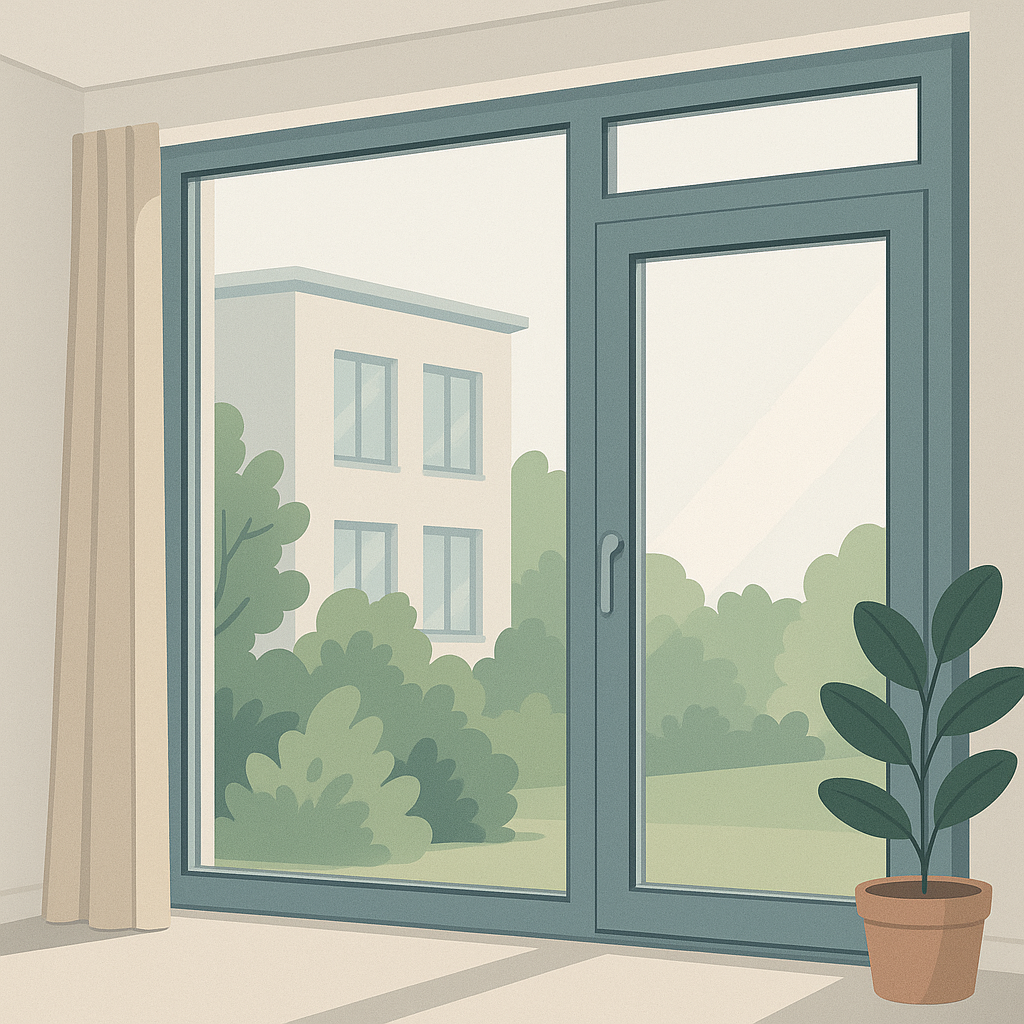 ventanas de aluminio en una portada técnica con perfil, vidrio y esquema de aleación para elegir el grado adecuado